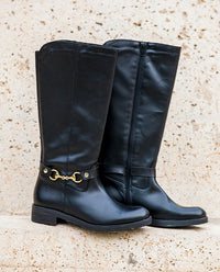 Flacher Stiefel ELVAS-002 schwarz