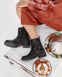 Flache Stiefelette SPA-005 Schwarz