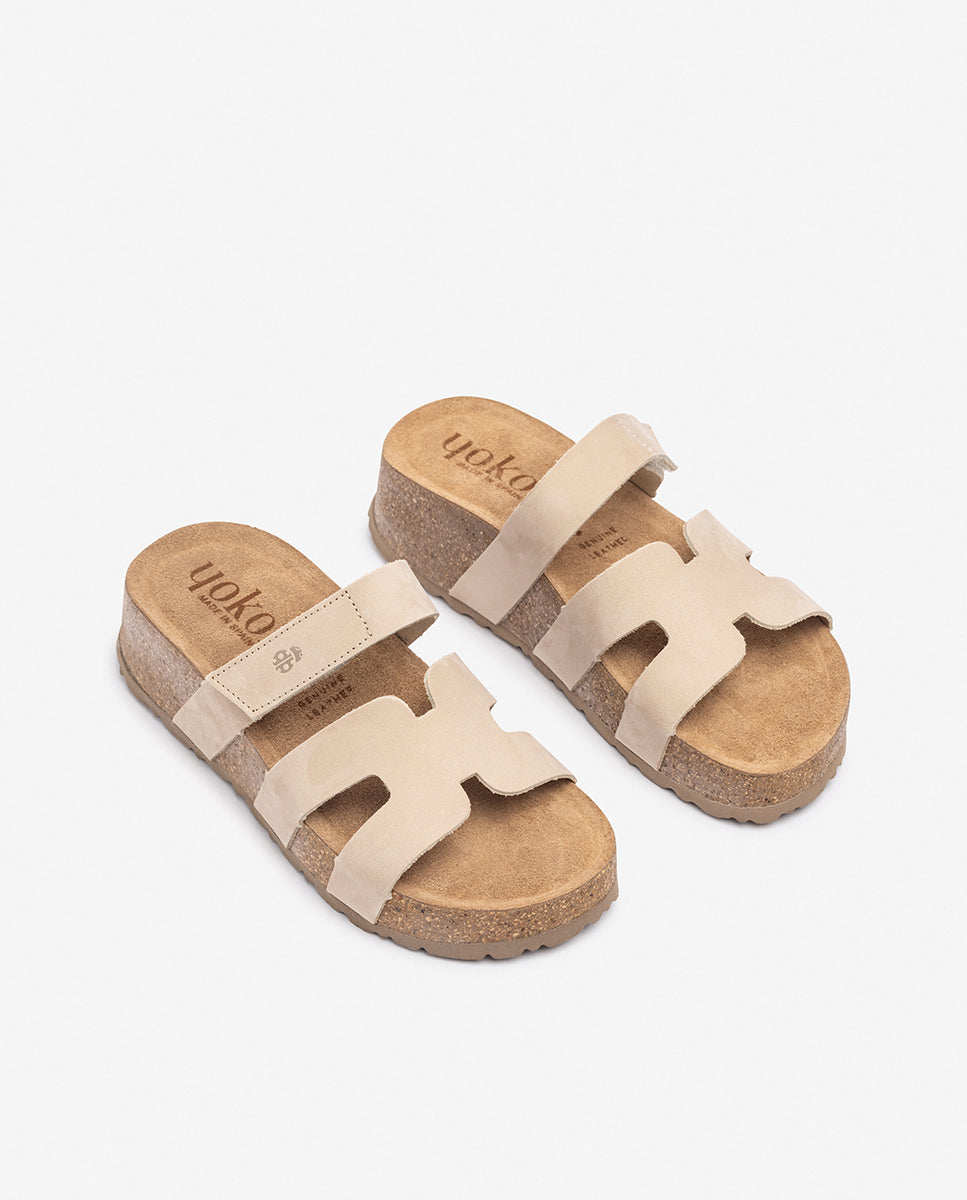 Sandalo con zeppa WIWI-125 beige